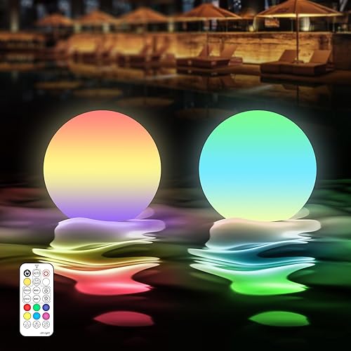 LOFTEK Bola de luz flotante recargable para piscina, lámpara LED de 3 pulgadas, luz RGB que cambia de color para bañera de hidromasaje, luces LED