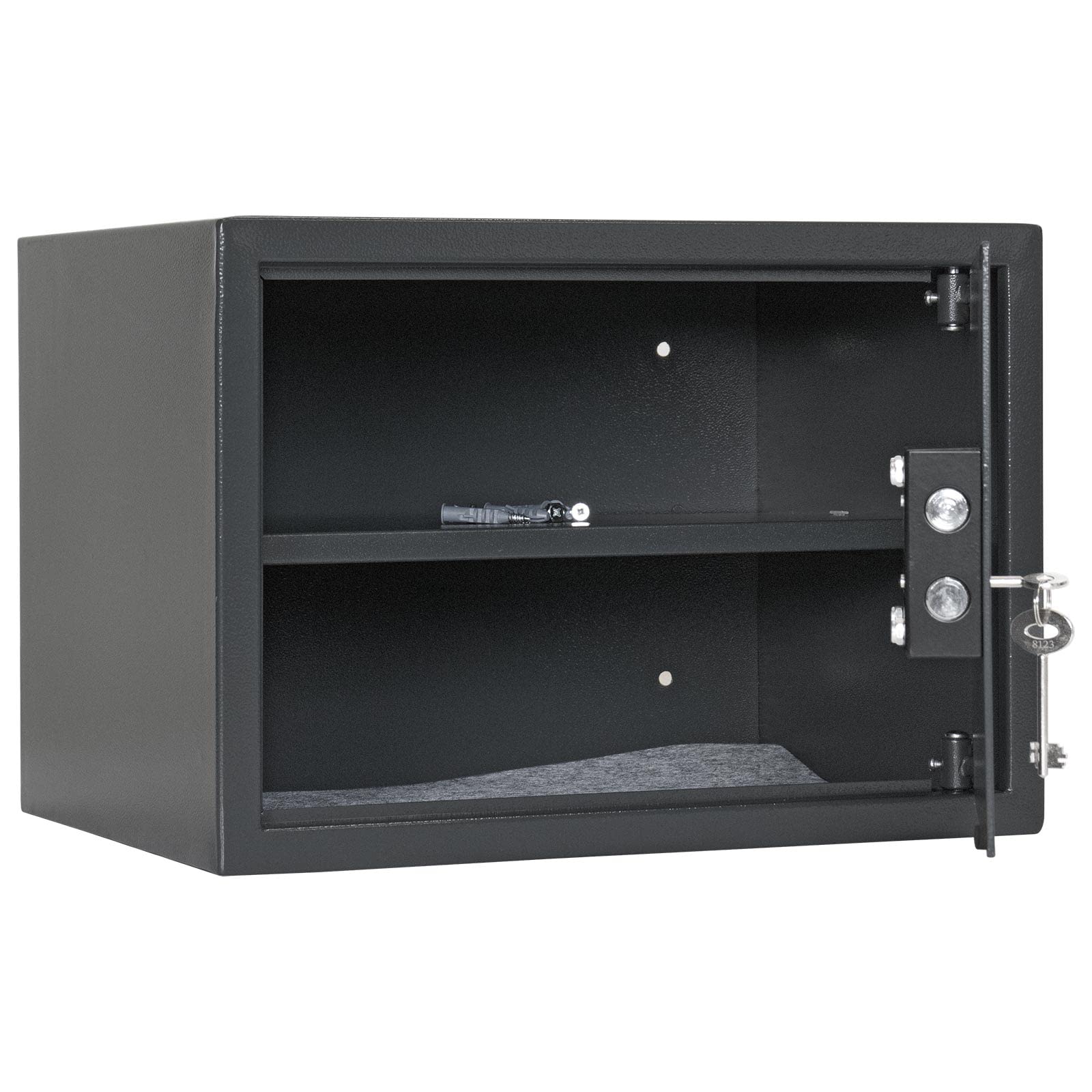 Rottner cassaforte a mobile Jupiter 4, serratura a doppia mappa, antracite, LxHxP 43x30x32cm, kit di fissaggio incluso, ripiano estraibile, inserto in feltro