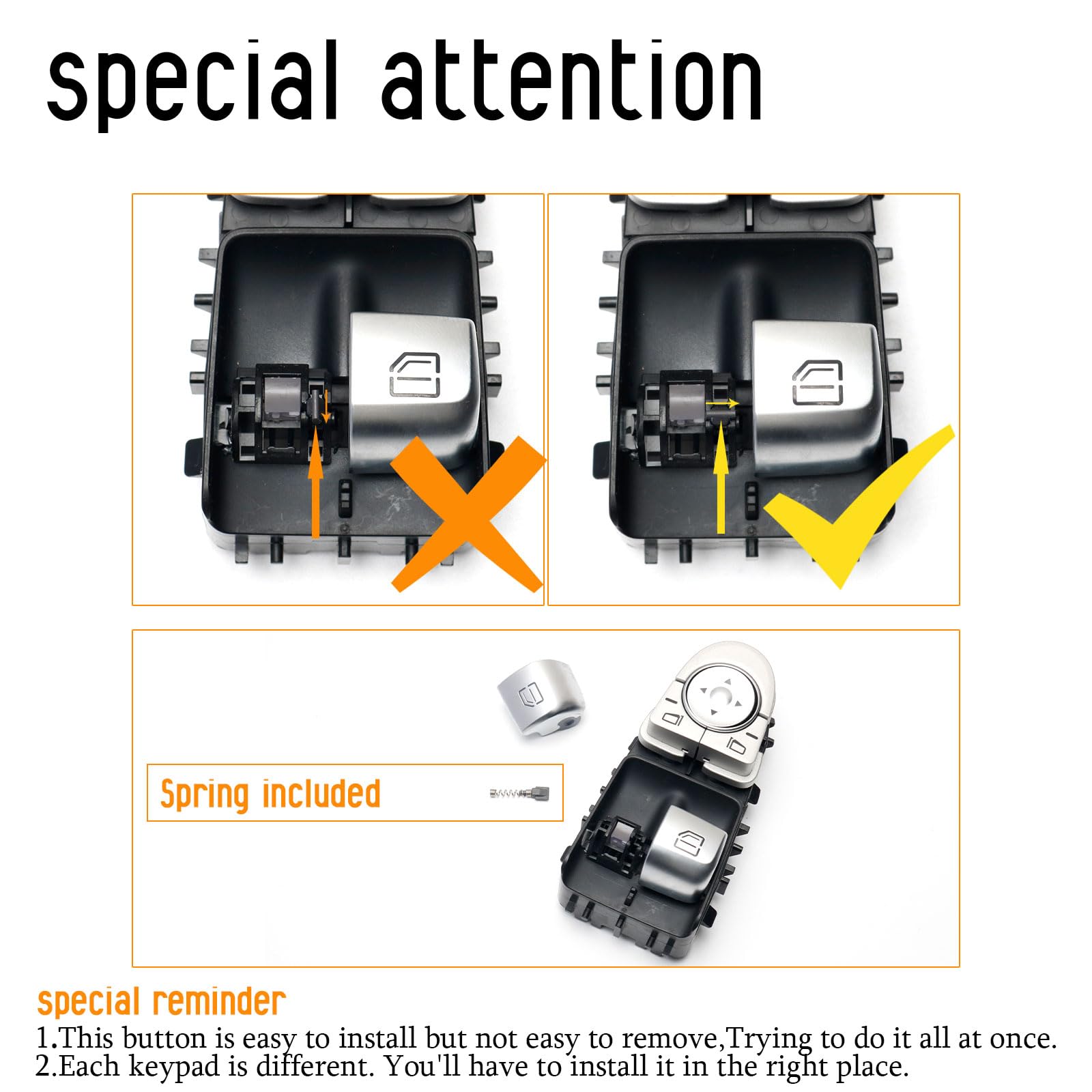 Copertura per pulsante di controllo del finestrino adatta per Mercedes-Benz Classe C W205 C200 C300 2015-2021 Classe GLC W253 GLC250 GLC300 2016-2022 pulsanti di sollevamento in vetro lato