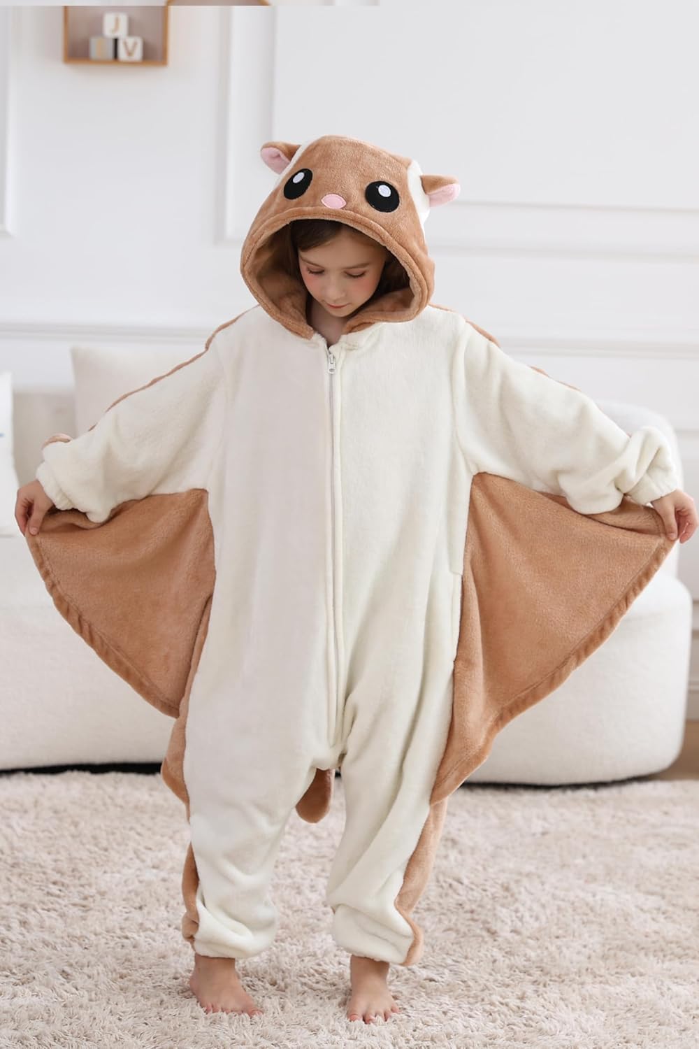 DELEY Unisex One Piece Animal Adult Flying Squirrel Onesie, Animal Pajamas Halloween Cosplay Costume for Women and Men - Image 5