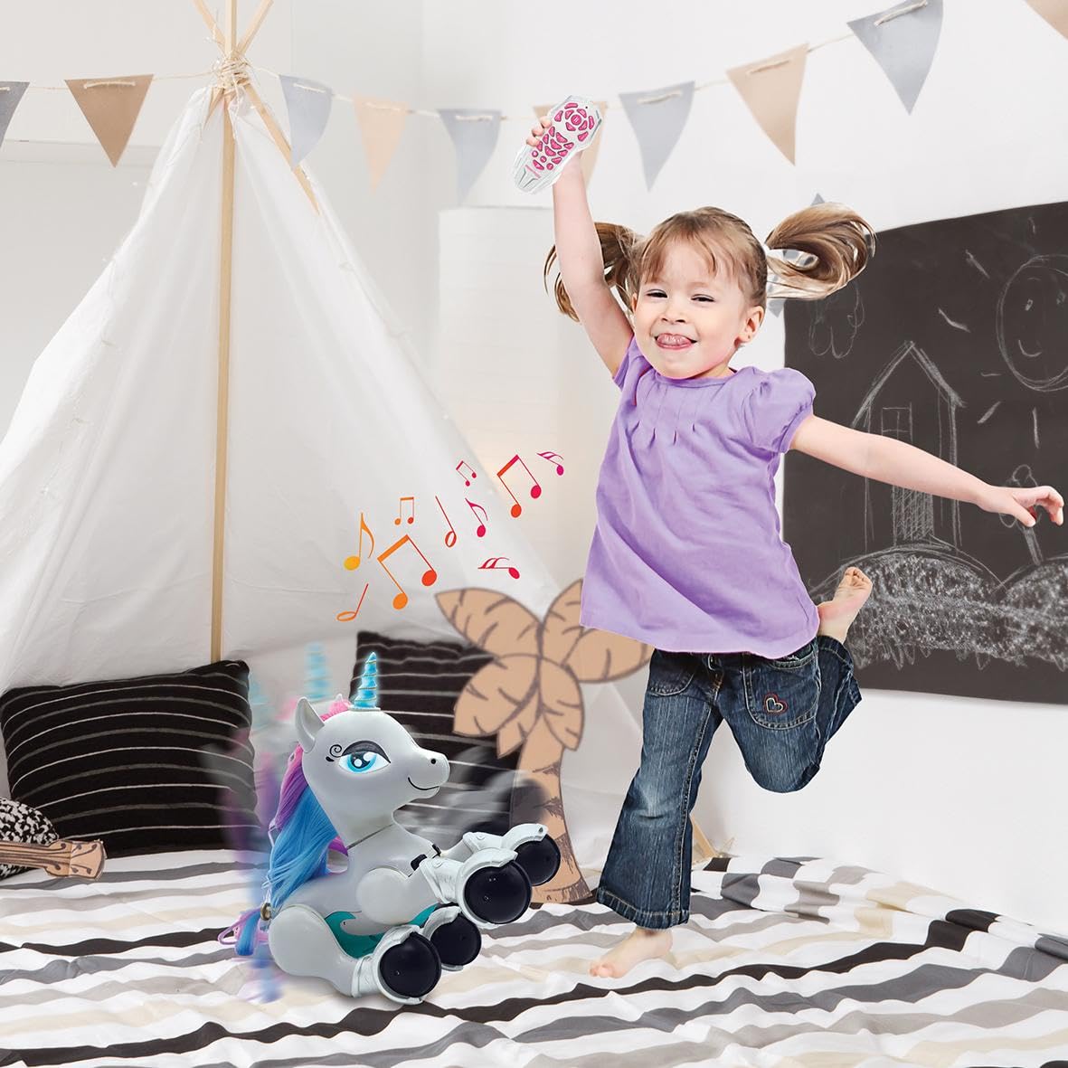 Lexibook, Power Unicorn Smart Unicorn, UNI01LXB | Programmierbar, Fern- & Gestensteuerung, Tanz, Musik, Lichteffekte, Wiederaufladbar