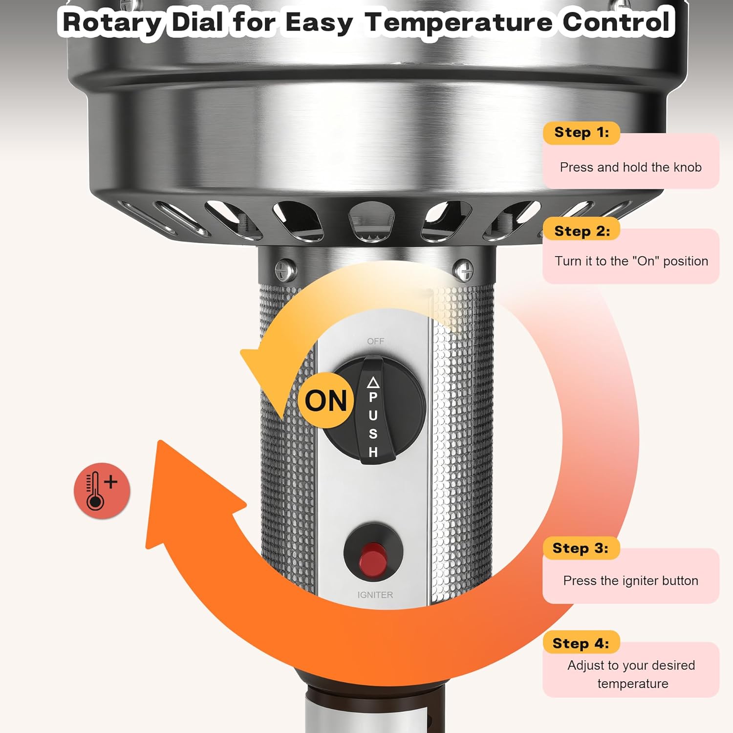 50,000 BTU Patio Heater - Propane Patio Heater with Sand Box, Double-Layer Stainless Steel Burner Space Heater, Outdoor Heaters with Wheels, Used for Garden, Patio and Residential, Brown