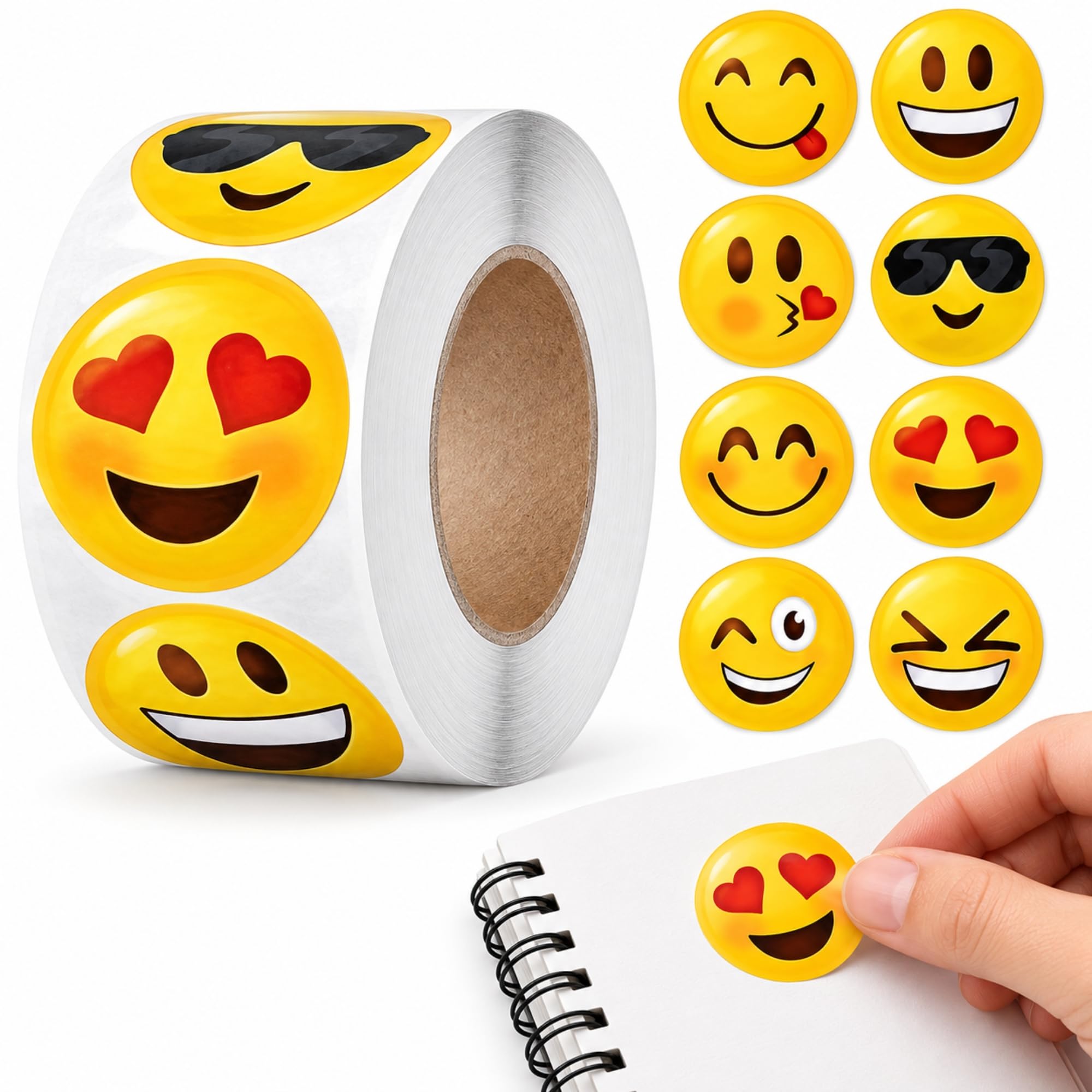 Rollo Pegatinas Emojis caras para niños, emoji stickers, 1 Unidad - imagen 1