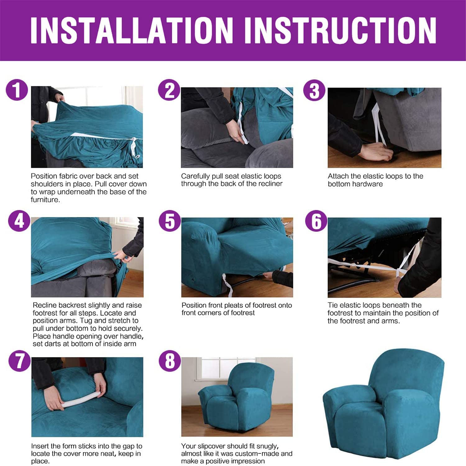 Fundas Reclinables de Terciopelo Funda de Sofá Reclinable Elástica Fundas Reclinables para Sillas Supersuave Funda de Sillón Lavable Antideslizante con Bolsillo Lateral para Sala de Estar