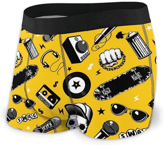 Hiphop with Music Equipment Men's Cool Underwear Print Novelty Boxer