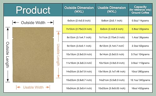 Miniatura 6 de PABCK 100 bolsas de papel kraft de 2.4 x 3.5 pulgadas (tamaño interior de 2 x 3.1 pulgadas), bolsas de papel kraft sellables con parte superior