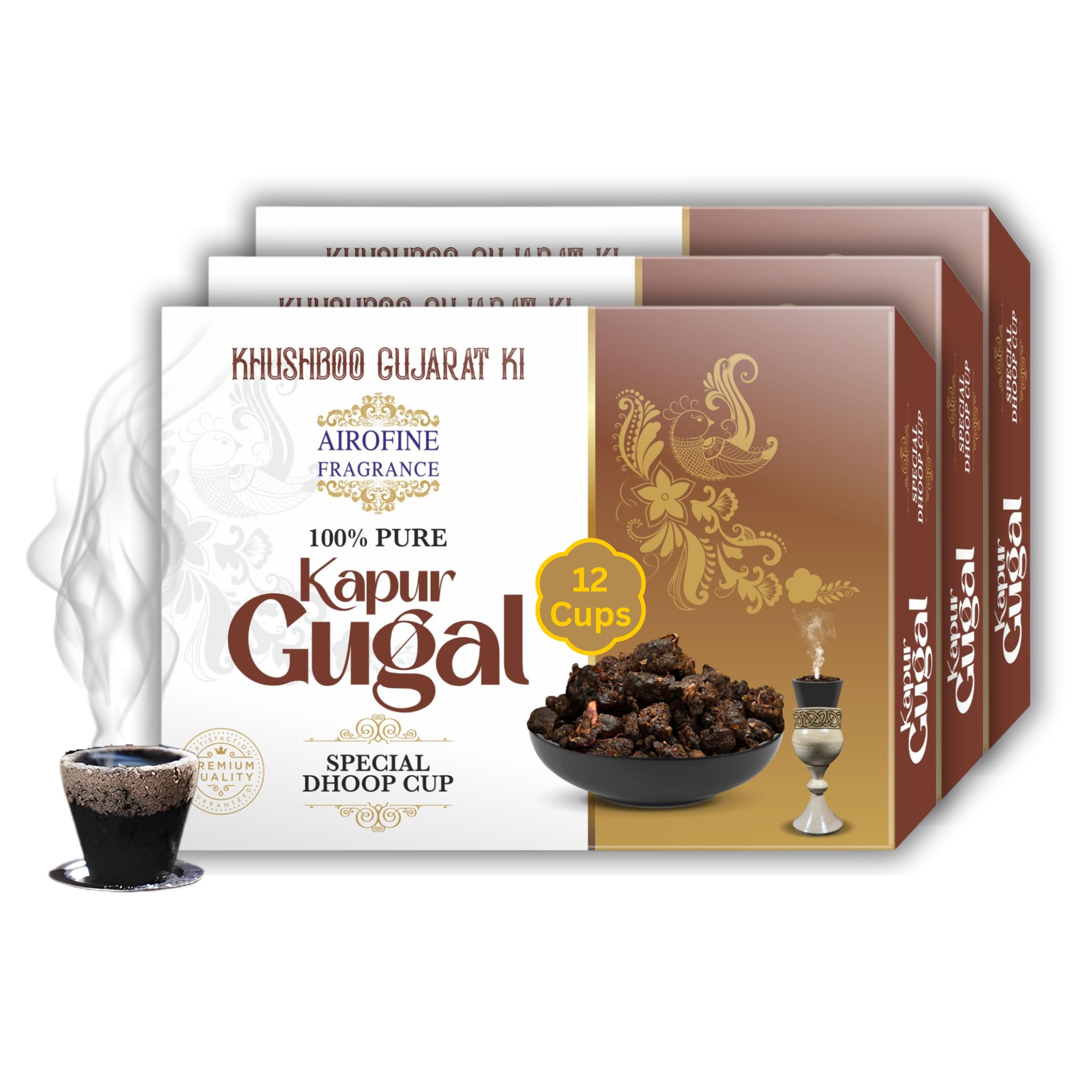 Kapur Gugal Sambrani Dhoop Cup | 100% Pure Guggal & Camphor | Eco-Friendly Premium Dhoop Cups for Pooja, Havans & Home Fragrance | Pack of 3-image-21