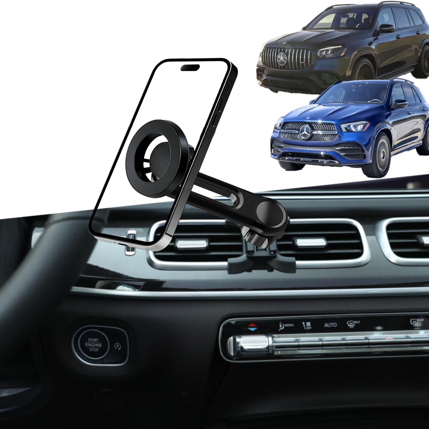 oricarmes 2026 Latest Extension arm for Mercedes Benz gle Magnetic Phone Mount Adjustable & Custom Fit 360° Rotation One-Hand Operation gle/gls Phone Holder 2020-2026 gle/gls Accessories