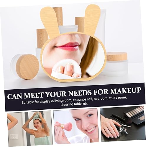 Miniatura 6 de VOSAREA Espejo de escritorio de 4 piezas Espejo cosmético Espejo de madera Espejo desmontable de madera redondo Espejo de madera Decoración coreana