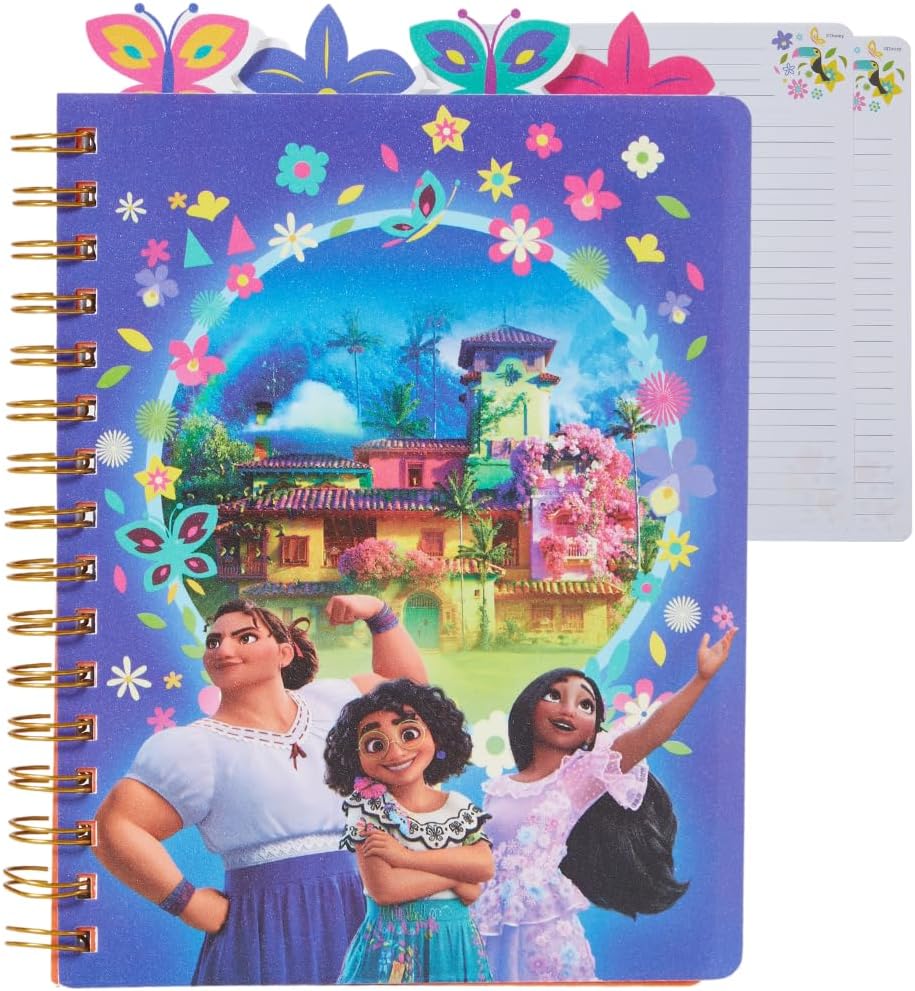 Disney Encanto Tab Journal Notebook, Spiral Bound, 96 Lined Pages, 8 x 7 inches, Purple