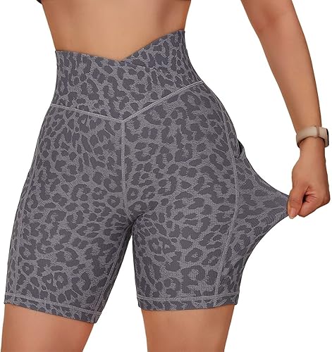 Miniatura 5 de SUUKSESS Shorts de Entrenamiento Cruzado para Mujer con Bolsillos, Shorts de Ciclista Booty de Cintura Alta de 5