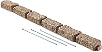 Beuta Faux Stone Landscape Edging - 48" Garden Border with 6 Interlocking Bricks, 3 Spikes, Sandstone - Lawn, Flower Bed & Pathway Edging