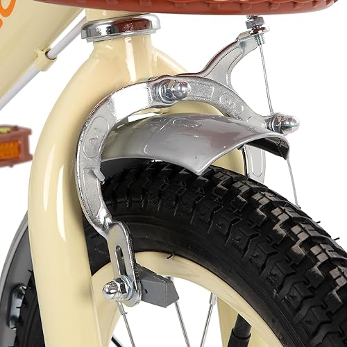 Miniatura 8 de JOYSTAR Bicicleta de 16 pulgadas para niñas de 4 a 7 años de edad, bicicleta para niños con ruedas de entrenamiento y cesta, bicicleta retro para