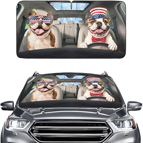 Miniatura 44 de GENANY Divertido parasol para parabrisas para sedán, SUV, camión (55 x 29 pulgadas), parasol de automóvil, bloquea los rayos UV, accesorios