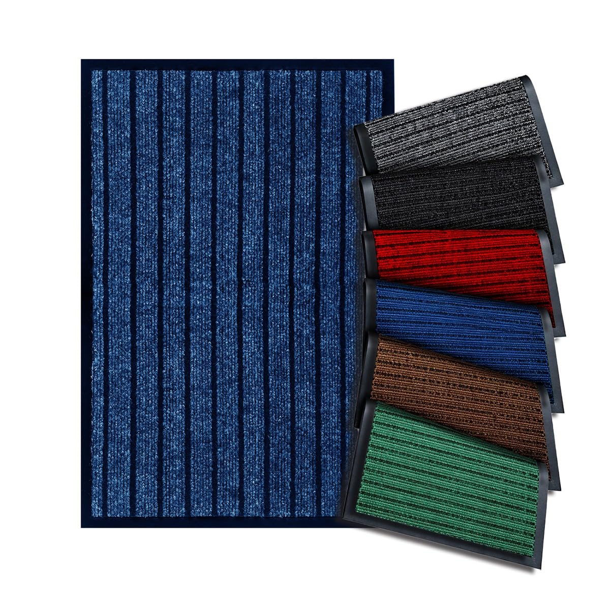 PHP Heavy Duty Rubber Runner Rugs for Hallways - Dirt Trapper Indoor and Outdoor High Traffic Areas, Garages, Storefronts, and Everyday Home Use Carpet Runners (Blue, 80x300cm)