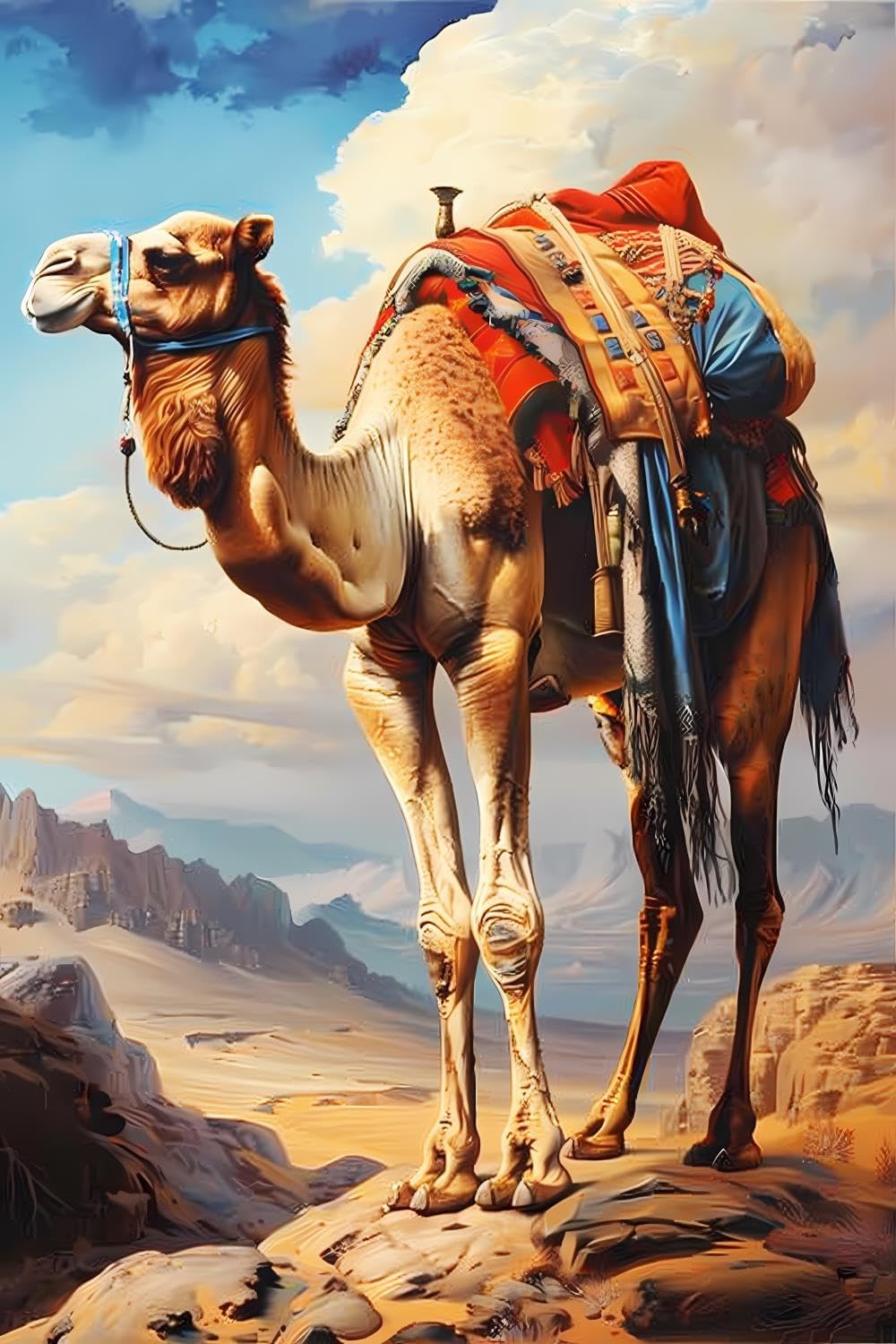 GUAIEUW 5D Camel Procession in The Desert Diamond Painting Kits Camel for Adults, Full Round Diamond Art Craft, Personalized Wall Decoration, Gift for Any Occasion 20x30 inch