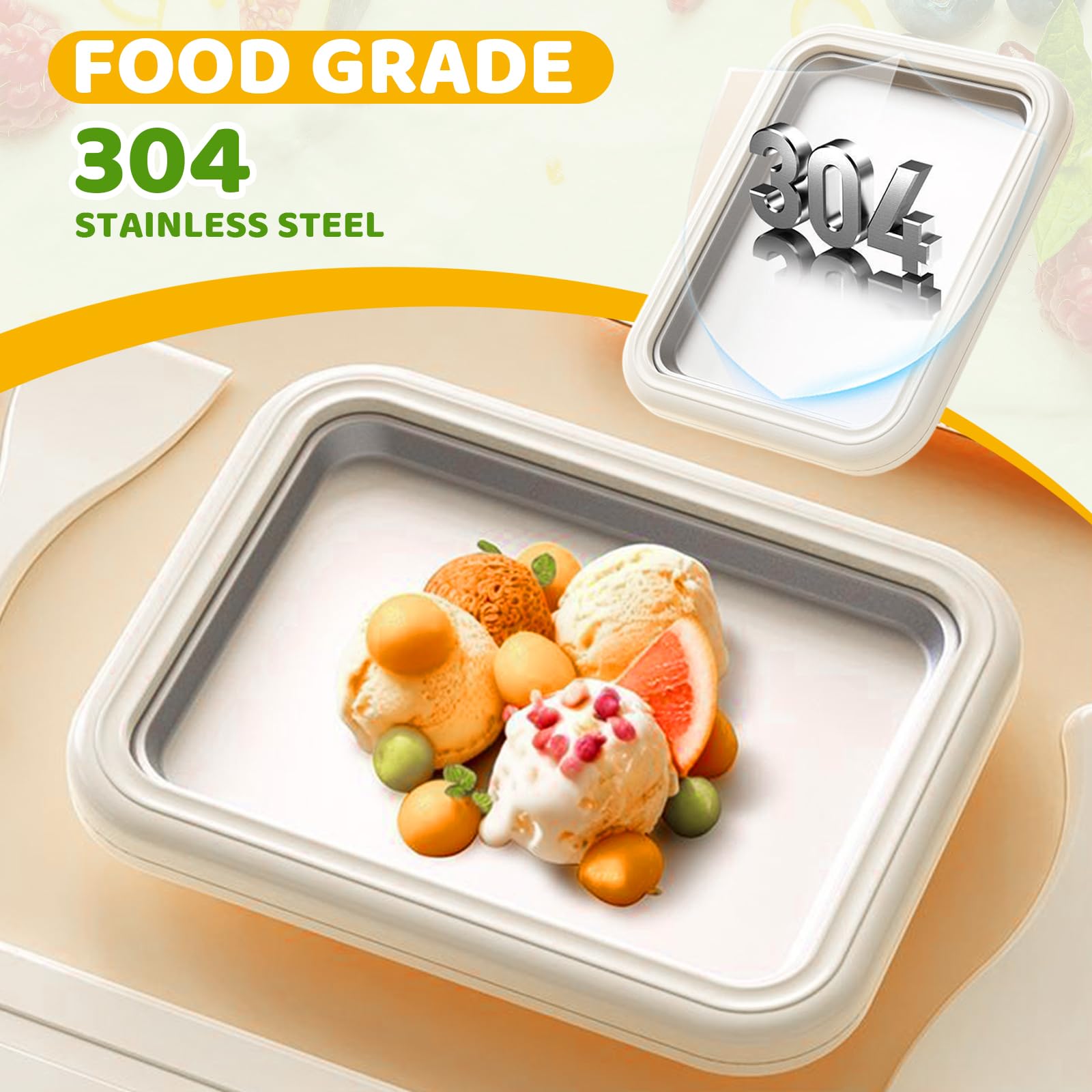 Heimgerollte máquina de helado, máquina instantánea de helado con 2 espátulas, bandeja de helado DIY para helado enrollado, helado suave, granizados, yogur helado, sorbete de frutas y gelato