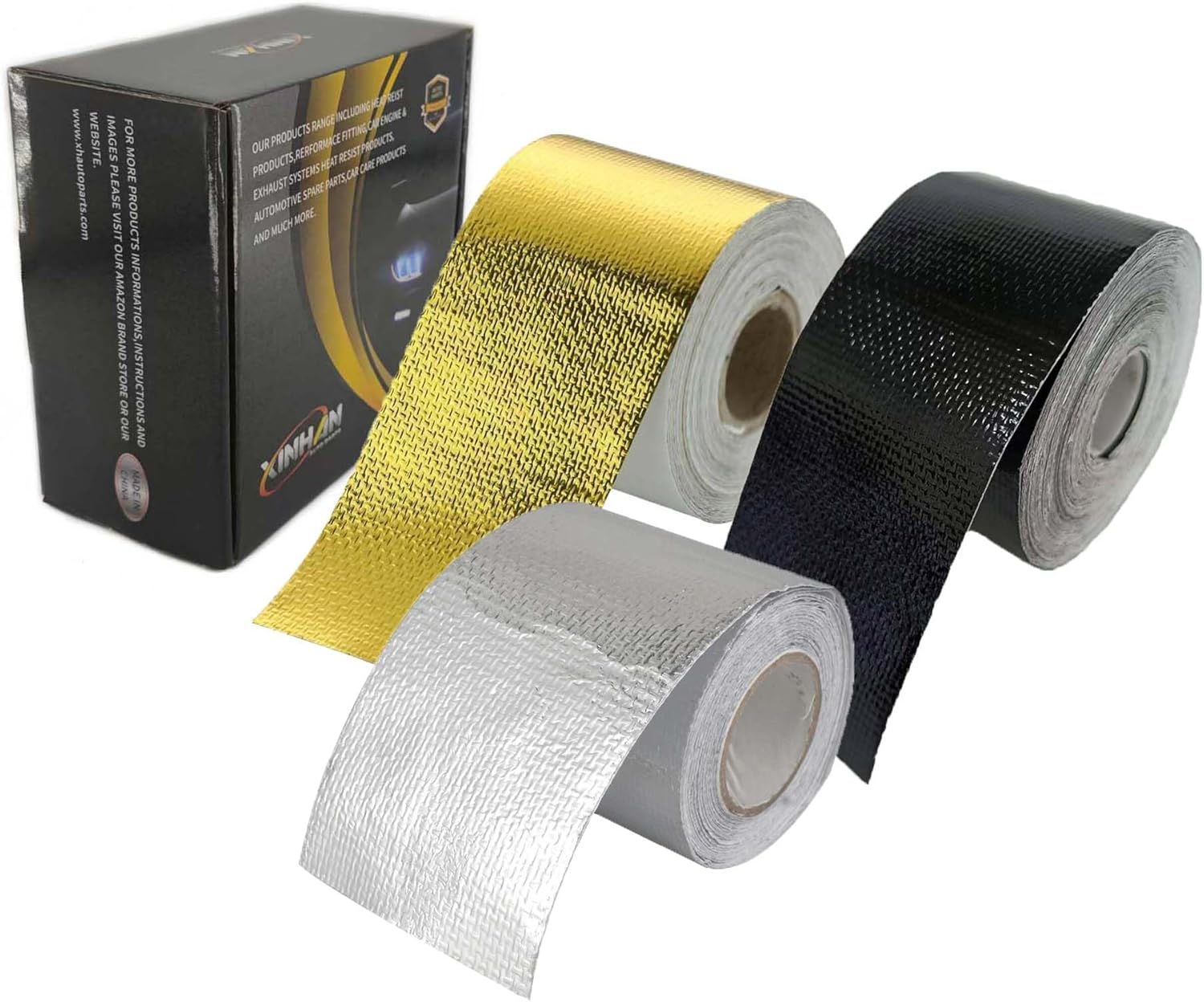 Xinhan Silver Aluminum Foil Heat Shield Tape - 2in x 15ft High Temp Reflective Adhesive for Engine Bay, Hoses, Wires & Car Parts