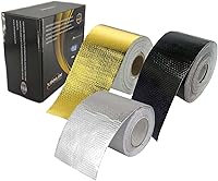 Xinhan Silver Aluminum Foil Heat Shield Tape - 2in x 15ft High Temp Reflective Adhesive for Engine Bay, Hoses, Wires & Car Parts