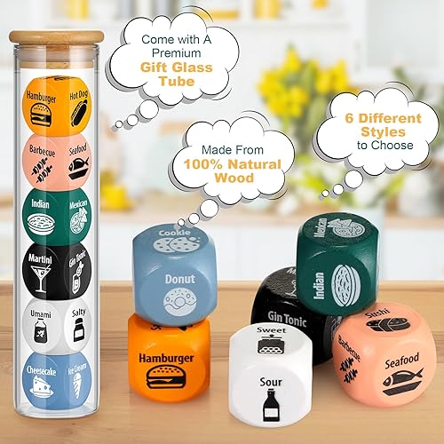 Miniatura 3 de SiliFine 6 piezas de regalos para el día de San Valentín para él, ella, dados de decisión de comida, aniversario, cita, noche, regalos para parejas,