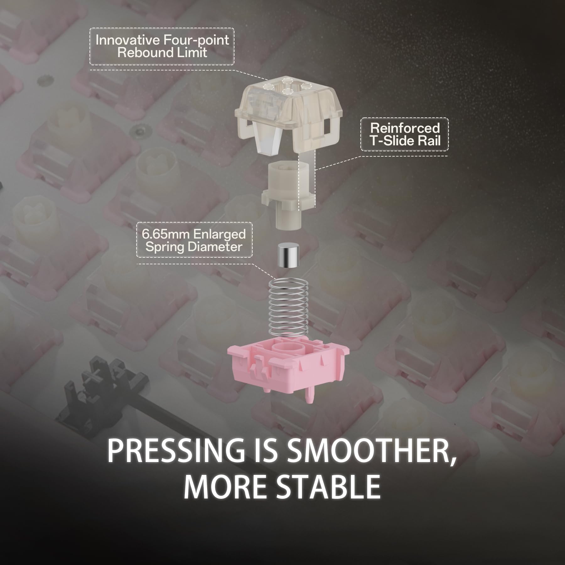 WS Flux HE Keyboard Switches Deep Clacky, Pre-Lubed Magnetic