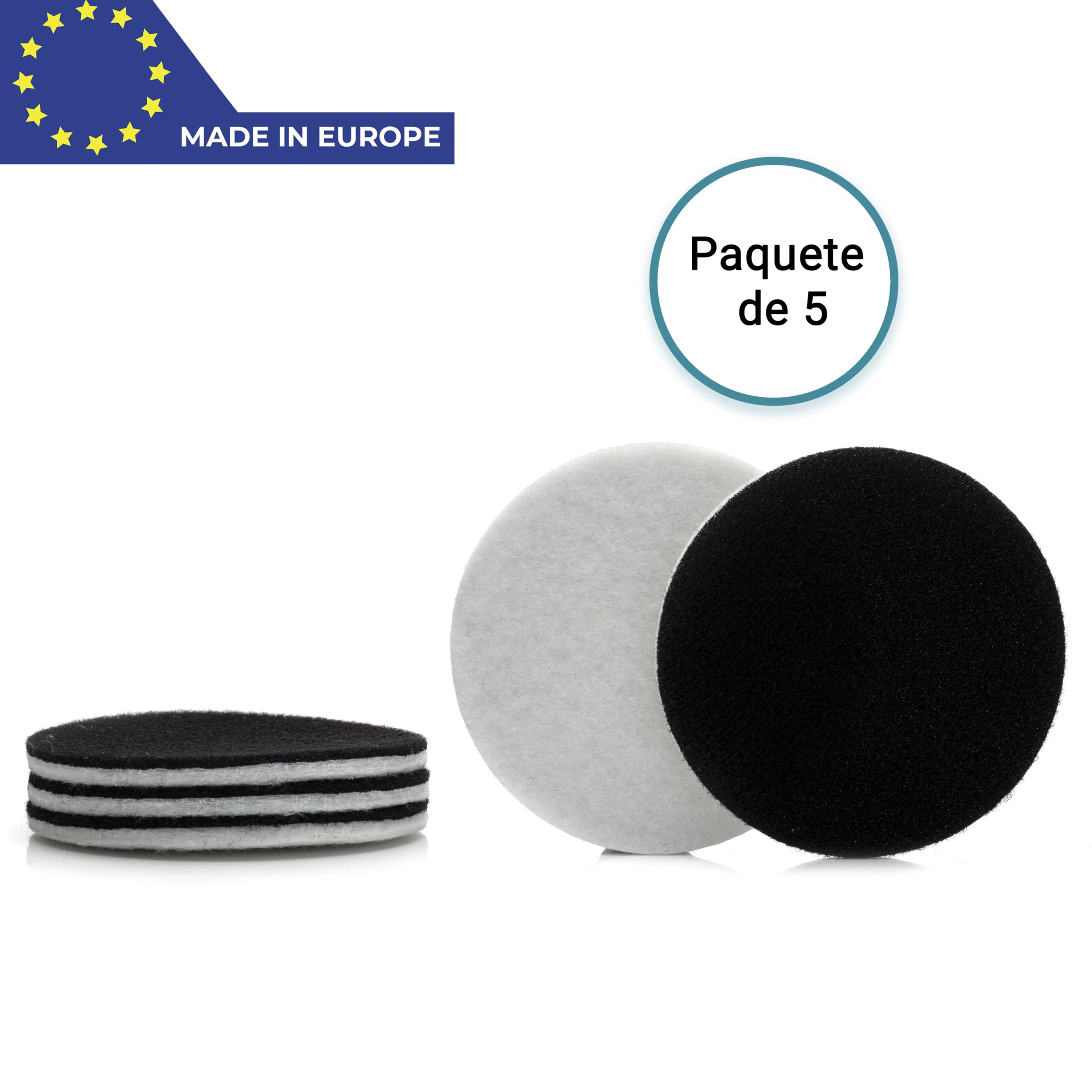 Glass polish - 5 pulgadas (125 mm) de terciopelo respaldo de la almohadilla de fieltro para pulir (paquete de 5 discos) un agarre adicional para el pulido de vidrio, plástico, metal, mármol
