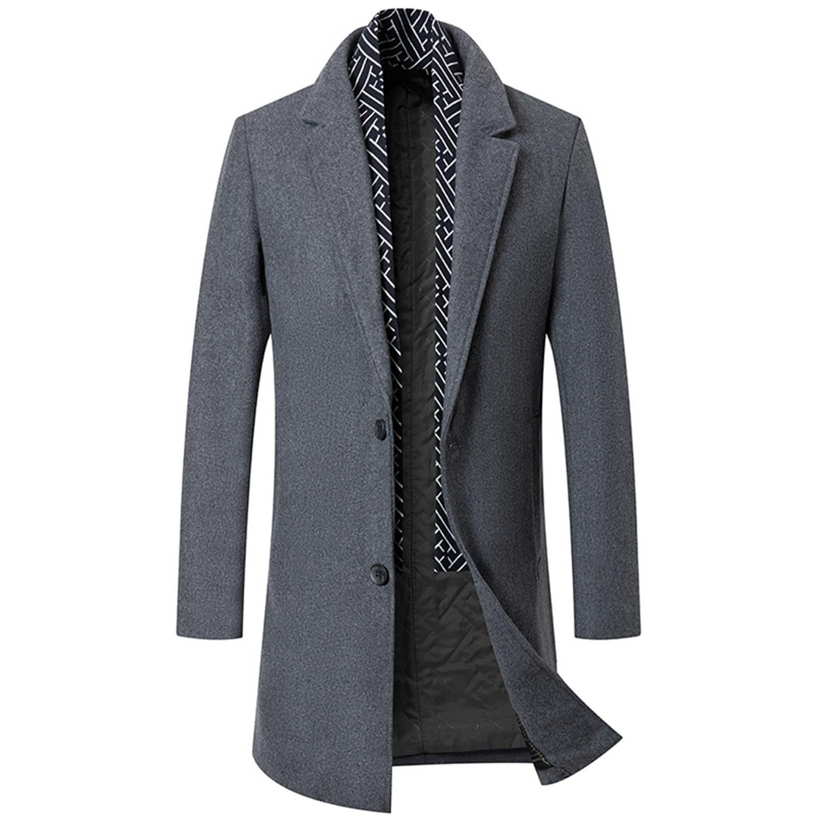 Giacchetto Uomo Invernale,Cappotti uomo Anoraks e Trench Prodotto Cappotto di lana autunno/inverno cappotto da uomo stile moda con sciarpa taglio midi impermeabile e versatile