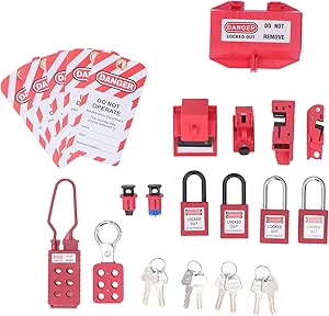 Lockout Tagout Kit - Clamp-On Circuit Breaker Lockout, Group Lockout Hasps, Lockout Tag, Universal Multi- Pole