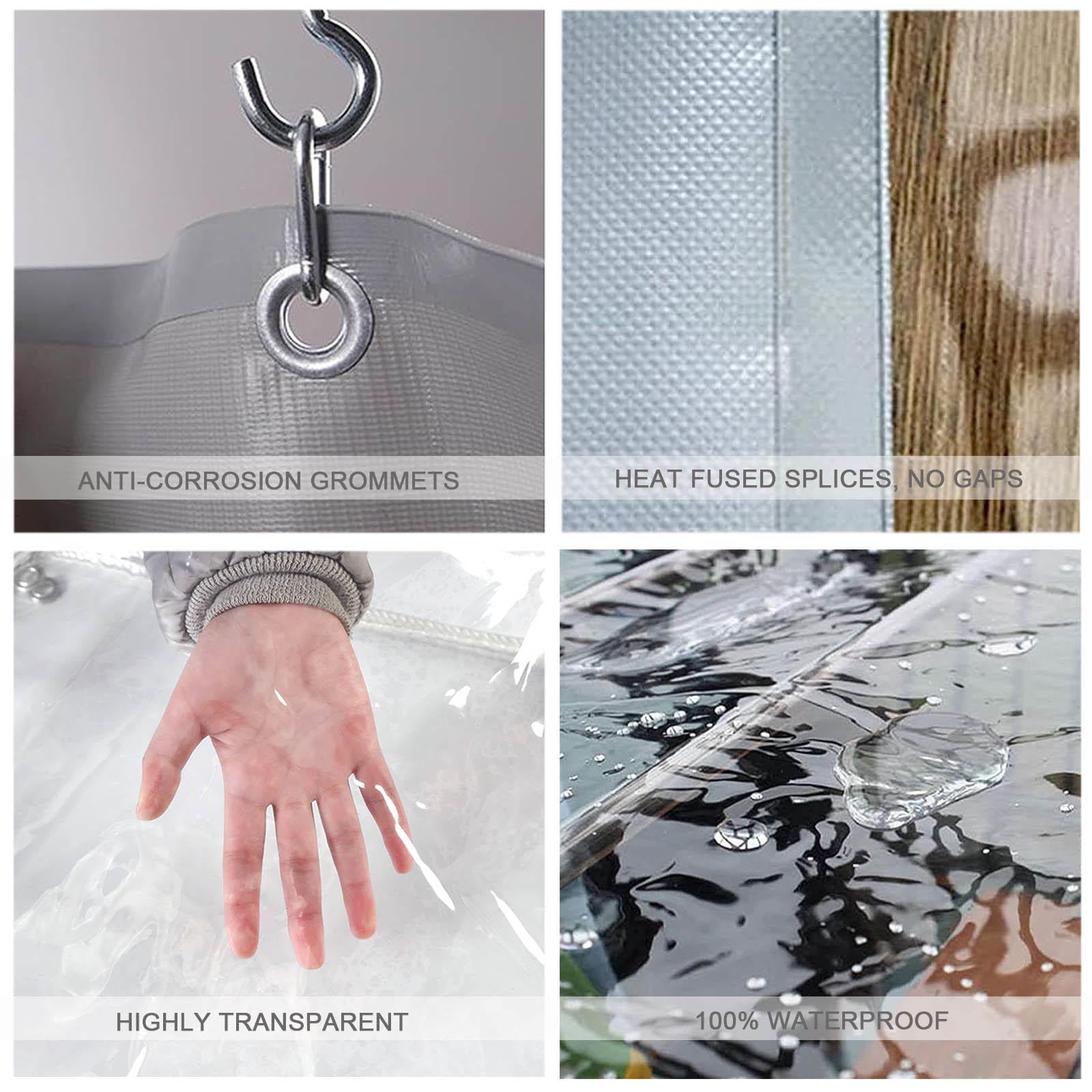 Transparent wasserdicht Vorhänge mit Reißverschluss für draußen,0.3mm dicke Vinyl-Plane Vorhang,winddicht,warm Trennvorhang,1/2/3/4/5m,wasserdicht Vinyl Plane für Veranda,L×H-3.8×2.2m(150*87in)