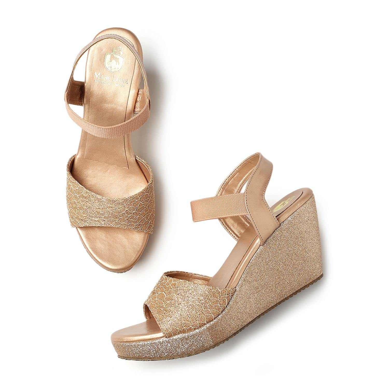 Marc Loire Women’s Soft Comfortable Embellished Slip-on Wedge Heels (Gold, numeric_3) (B0C344W589) Amazon Price History, Amazon Price Tracker