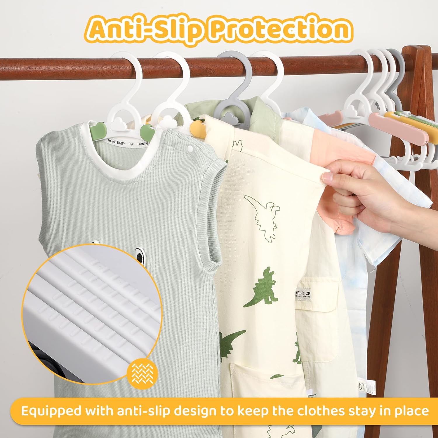 40 Pack Baby Clothes Hangers, 11-15" Adjustable Non-Slip Thickened Kid Hangers for Nursery Closet Toddlers Infant Children to Teenager (Multicolor) - Image 4