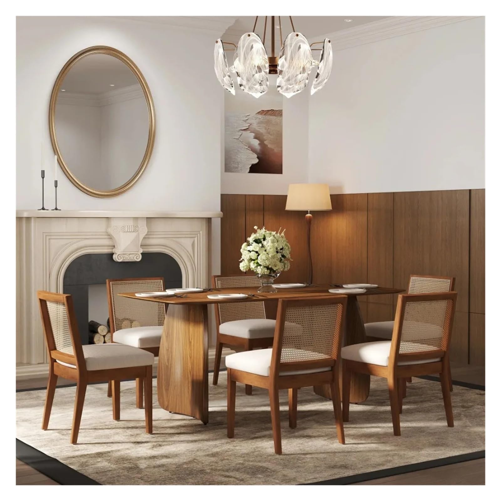 Sedie da cucina imbottite spesse 2 Sedie Da Pranzo Con Schienale In Rattan Intrecciato E Imbottitura Lino Struttura Legno Massello Naturale