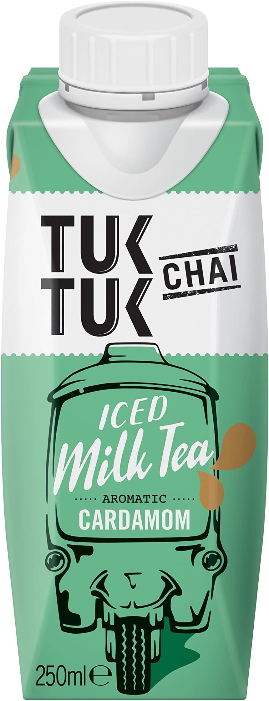 Tuk Tuk Chai Ready-to-Drink Iced Milk Tea | 12 x Aromatic Cardamom| Vegetarian | Gluten-Free | Nothing Artificial | Only 125 Kcal (12x250ml)