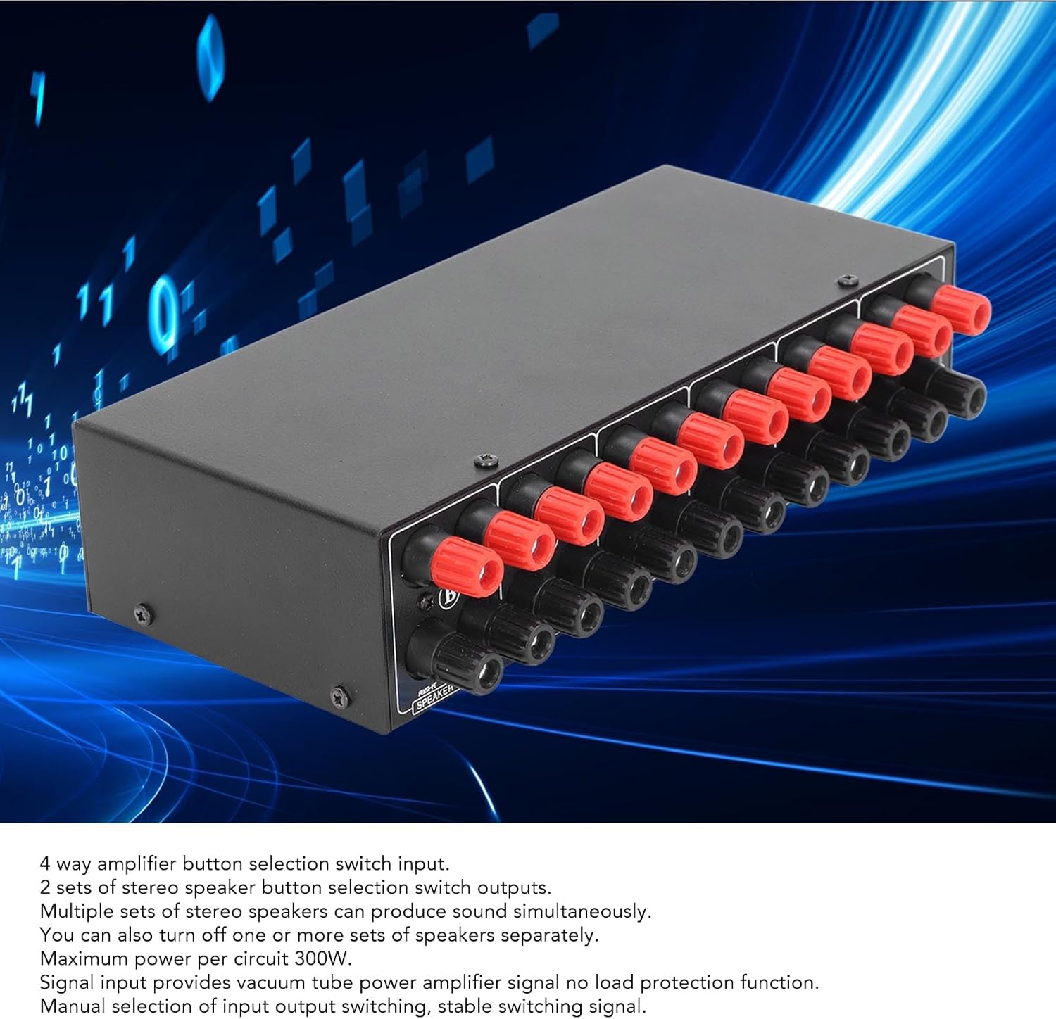 LUAMY ホーム 4 ゾーンチャンネルスピーカースイッチセレクター、4 アンプイン 2 スピーカーアウトステレオパッシブオーディオ