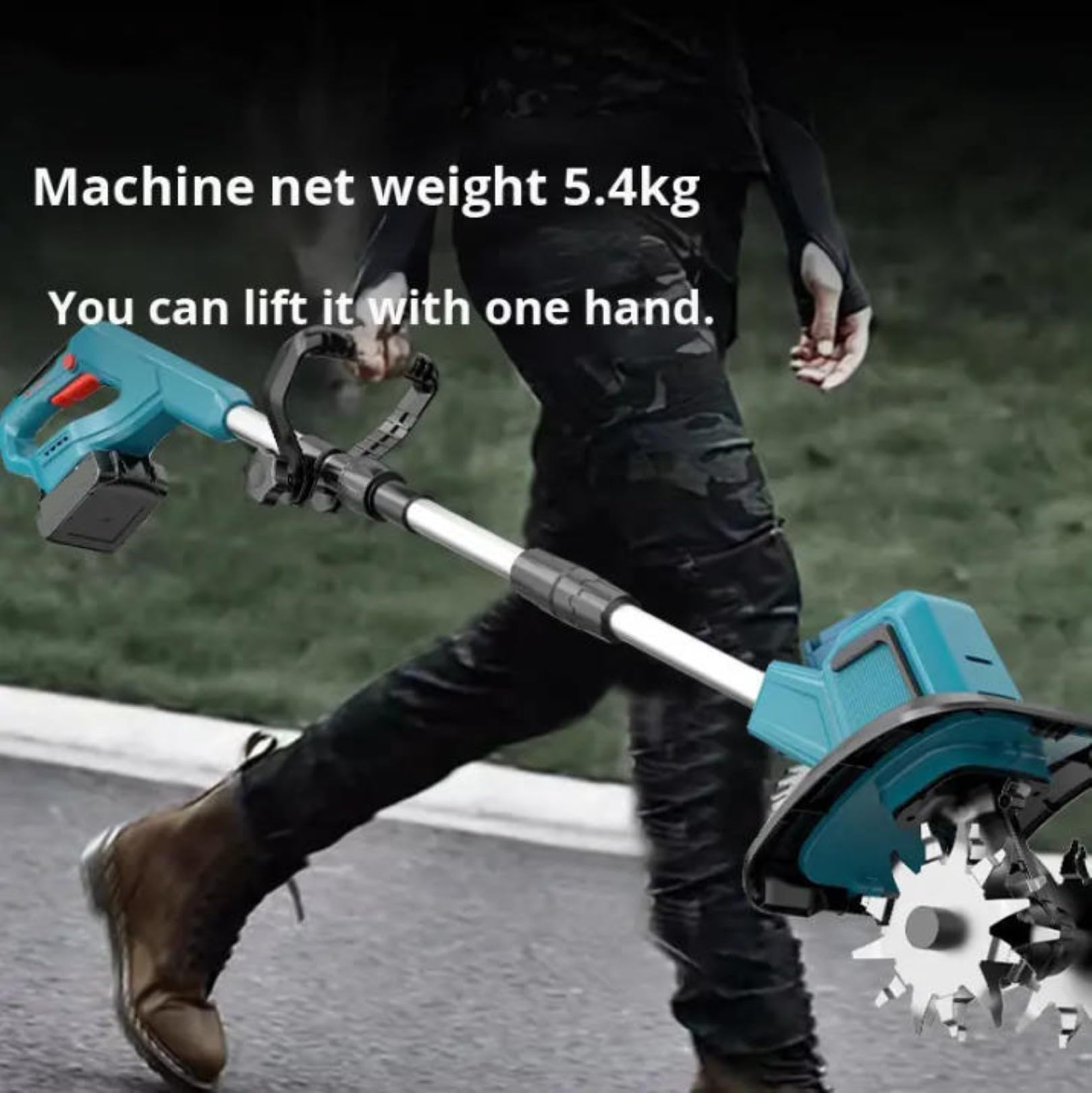 Motozappa senza fili – Rotavatore da giardino con profondità di 22 cm e larghezza 30 cm, dispone di 4 lame in acciaio, manico regolabile, design pieghevole per la coltivazione di prato e terreno