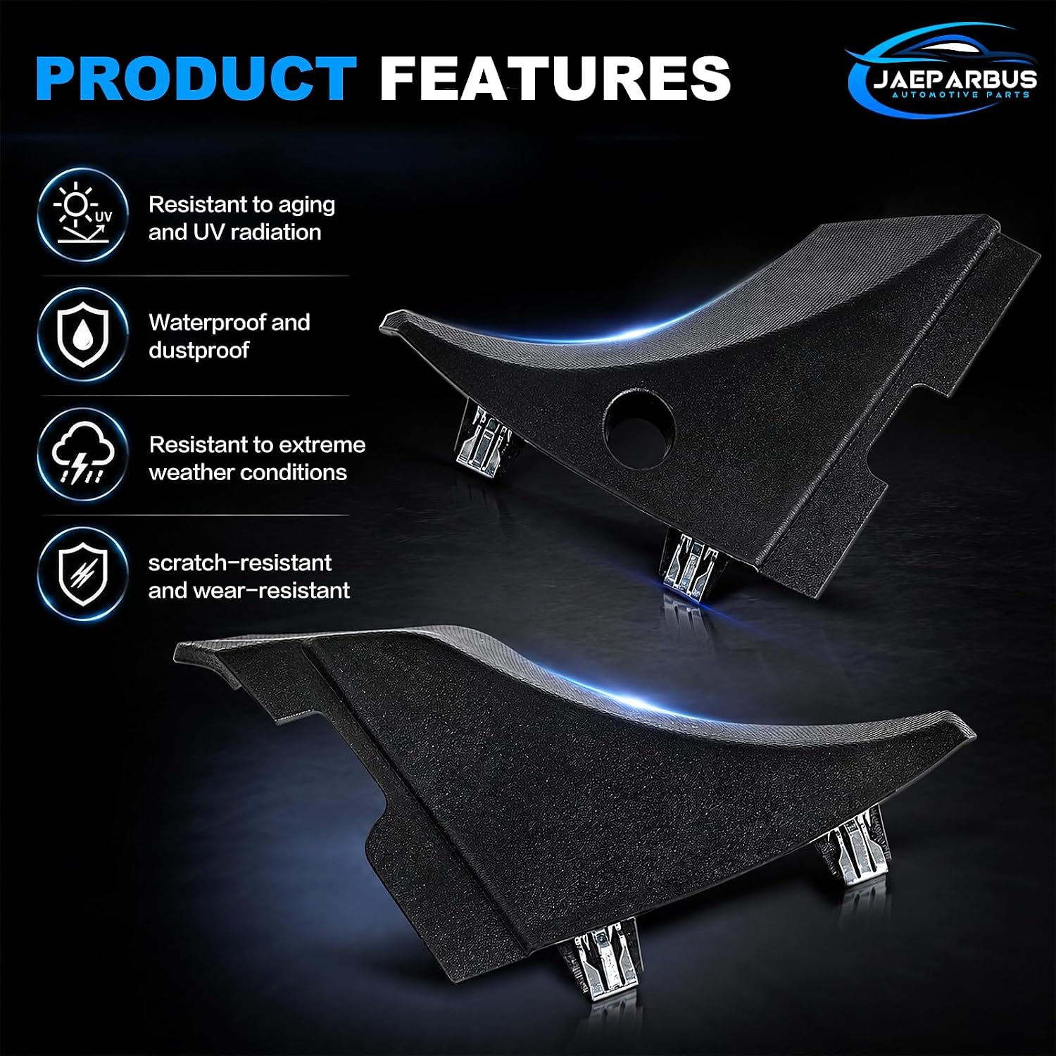 1Pair Windshield Wiper Cowl End Cap Panel Compatible with Chevy Silverado 1500 2500 3500 2014-2019 for GMC Sierra 2014-2019 Replace 23178017 22776513