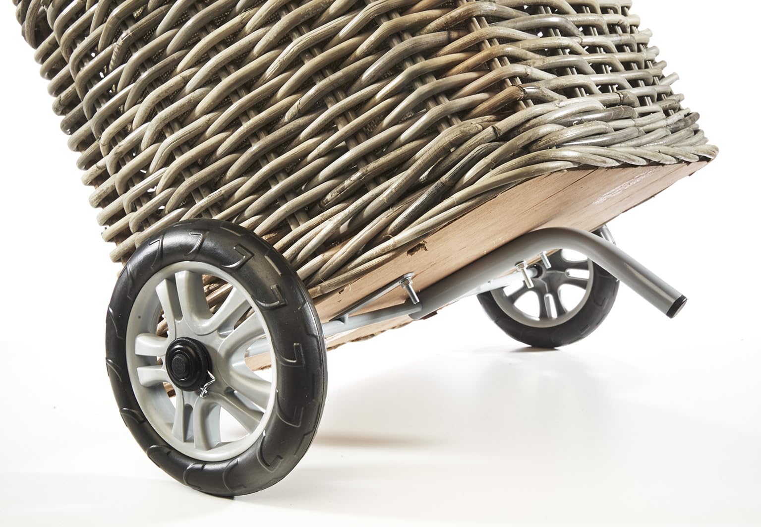 Kobolo Kaminholzwagen mit Rollen Brennholzwagen aus Rattan Kubu Grey