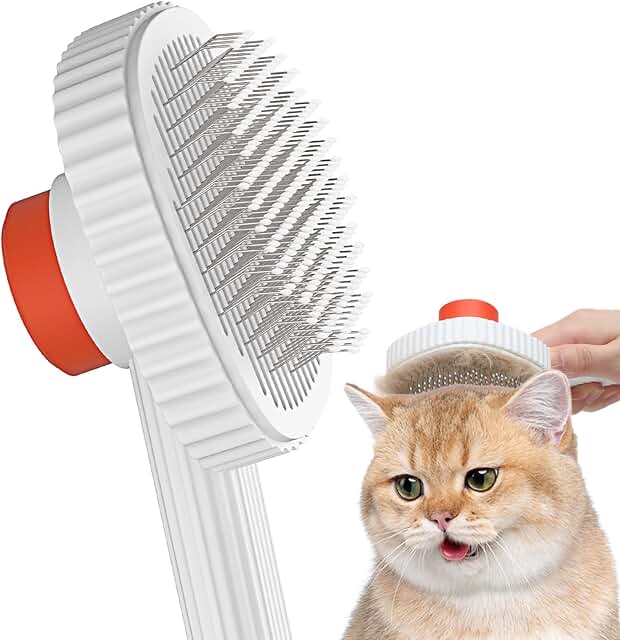 ACE2ACE Katzenbürste, Katzenbürste Langhaar und Katzenbürste kurzhaar, Selbstreinigende Katzenhaarbürste von der Bürste mit Einem Knopf, für Losem Fell, Matten, Weiß product image