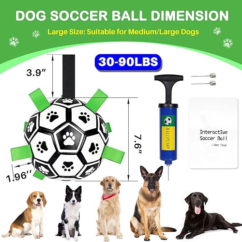 Miniatura 9 de Juguetes para perros, pelota de fútbol con correas, juguetes interactivos para perros de tira y afloja, juguete de juego de patio, juguete de agua