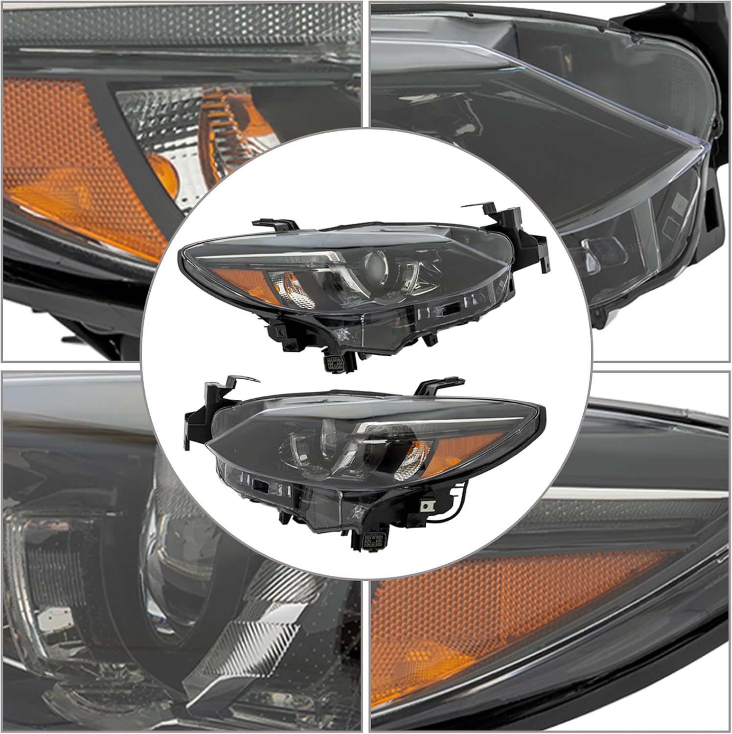 For 2016-2017 Mazda 6 Pair of LED DRL Halogen Headlight Assemblies, Front Driver and Passenger Side Headlamp Set (GRF551041A/GRF551031A) (A pair)