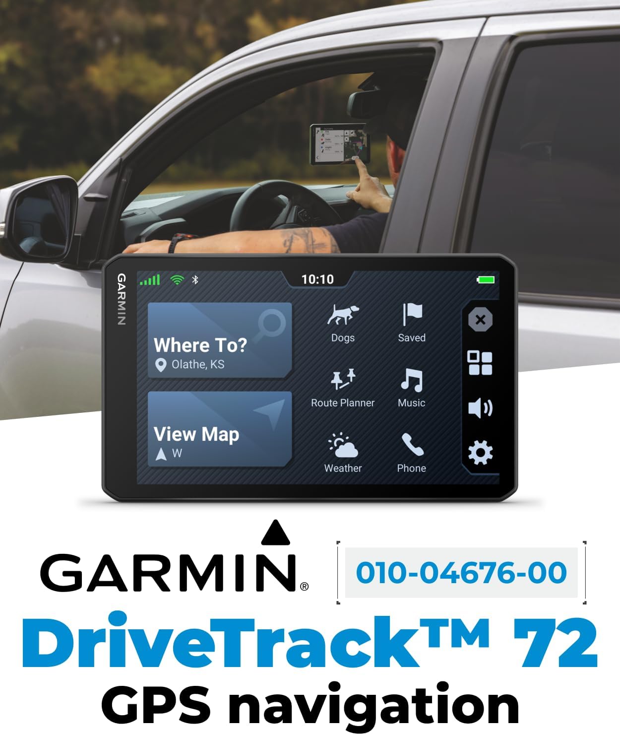 Garmin DriveTrack 72, Dog Tracking GPS Navigator, 7-inch Touch Screen, Pair to Your Garmin Handheld and Track Up to 20 Dogs w/ Wearable4U Power Car/Wall Bundle