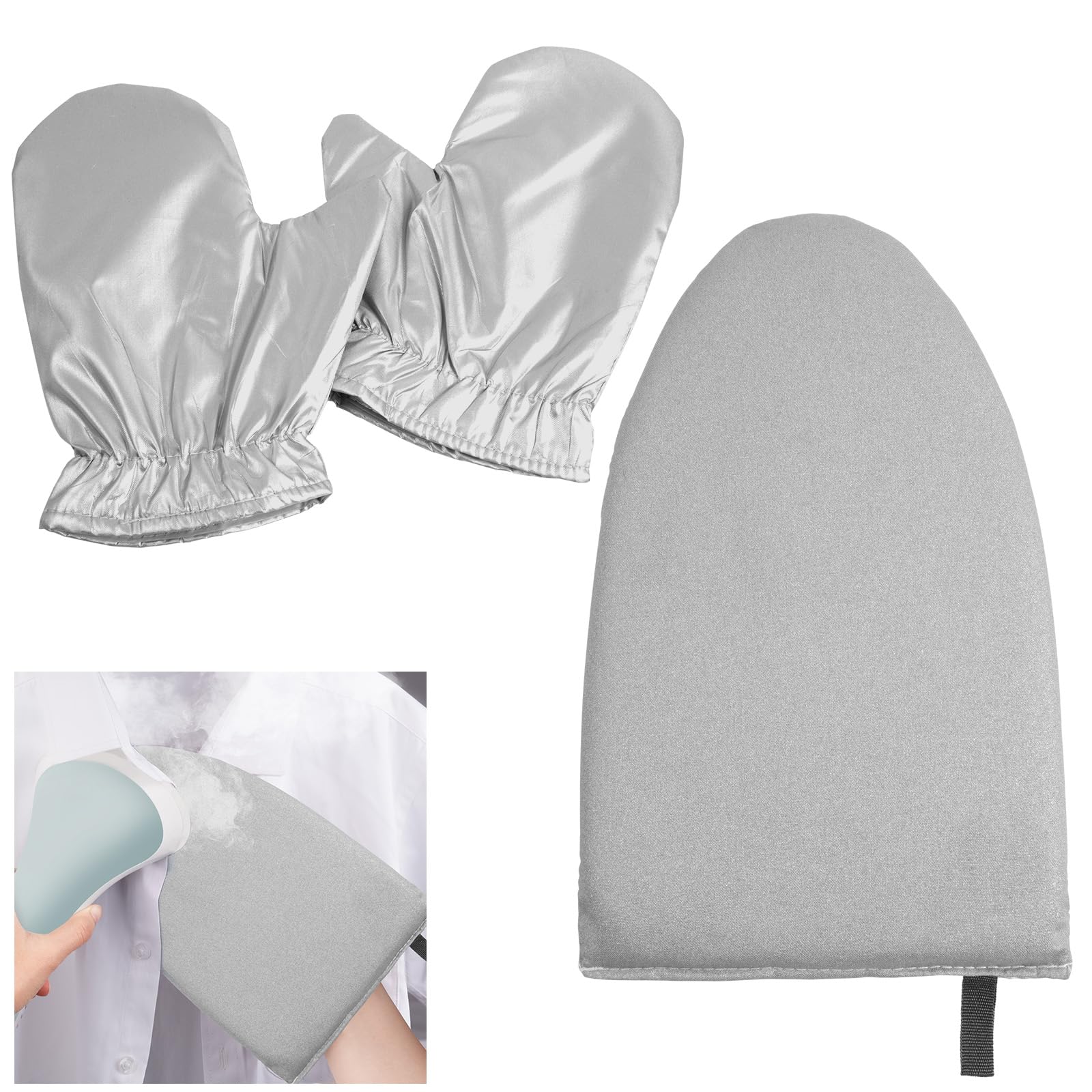 Vicloon Steamer Ironing Glove, 3 PCS Heat Resistant Garment Steamer Mitt, Ironing Gloves With Finger Loop, Handheld Ironing Board, Portable Waterproof Anti-Steam Mitt, Travel Glove Ironing Board