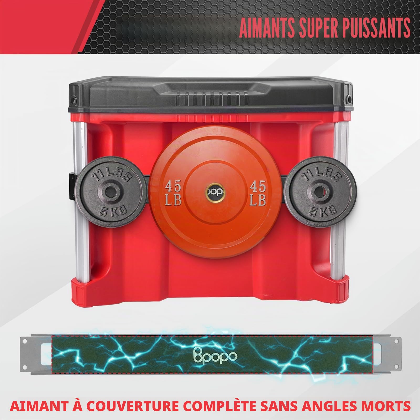 Support de Barre Magnétique Puissant pour Boîte à Outils Milwaukee Packout Rolling - Côté sur Rails d'Emballage