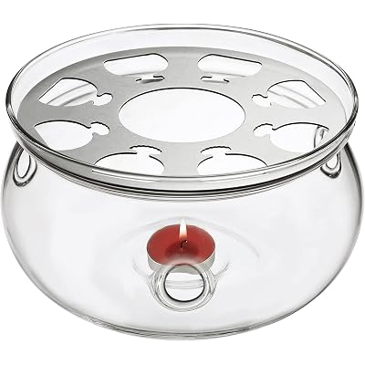 CnGlass Universal Glass Teapot Warmer,Handcrafted with Heat Proof & Lead-Free Glass Tealight Warmer 5.3 in/13.5cm diameter (Candle not Included)