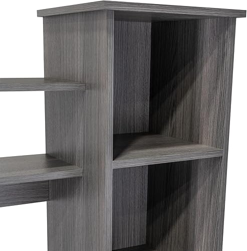 Miniatura 8 de Tuhome Versailles - Escritorio con estantería integrada, 2 estantes superiores de exhibición y almacenamiento lateral de 5 niveles, mesa de Roble