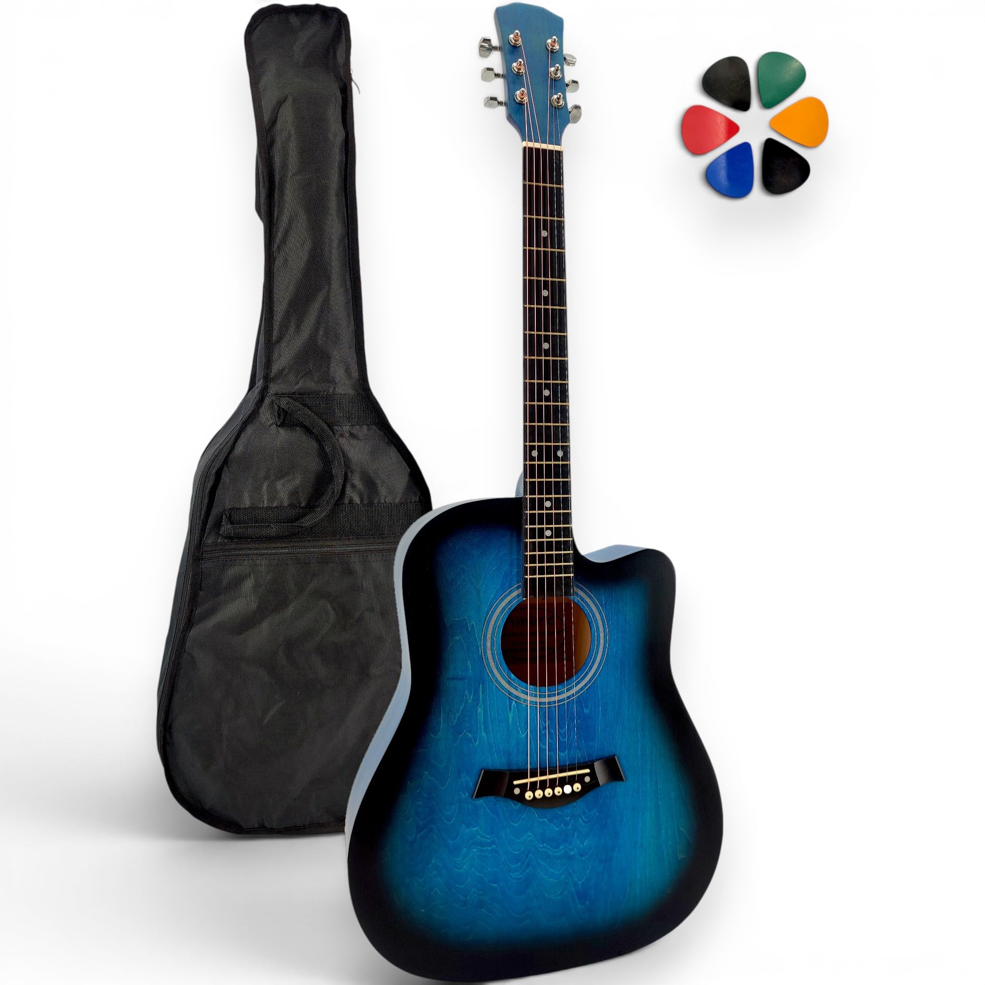 Gitara akustyczna dla dorosłych 41'' | Potężny dźwięk i elegancki design (niebieska)