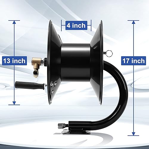 Miniatura 3 de M MINGLE Carrete de manguera para lavadora a presión de 100 pies, carrete de manguera de acero resistente, carrete de manguera de lavadora manual