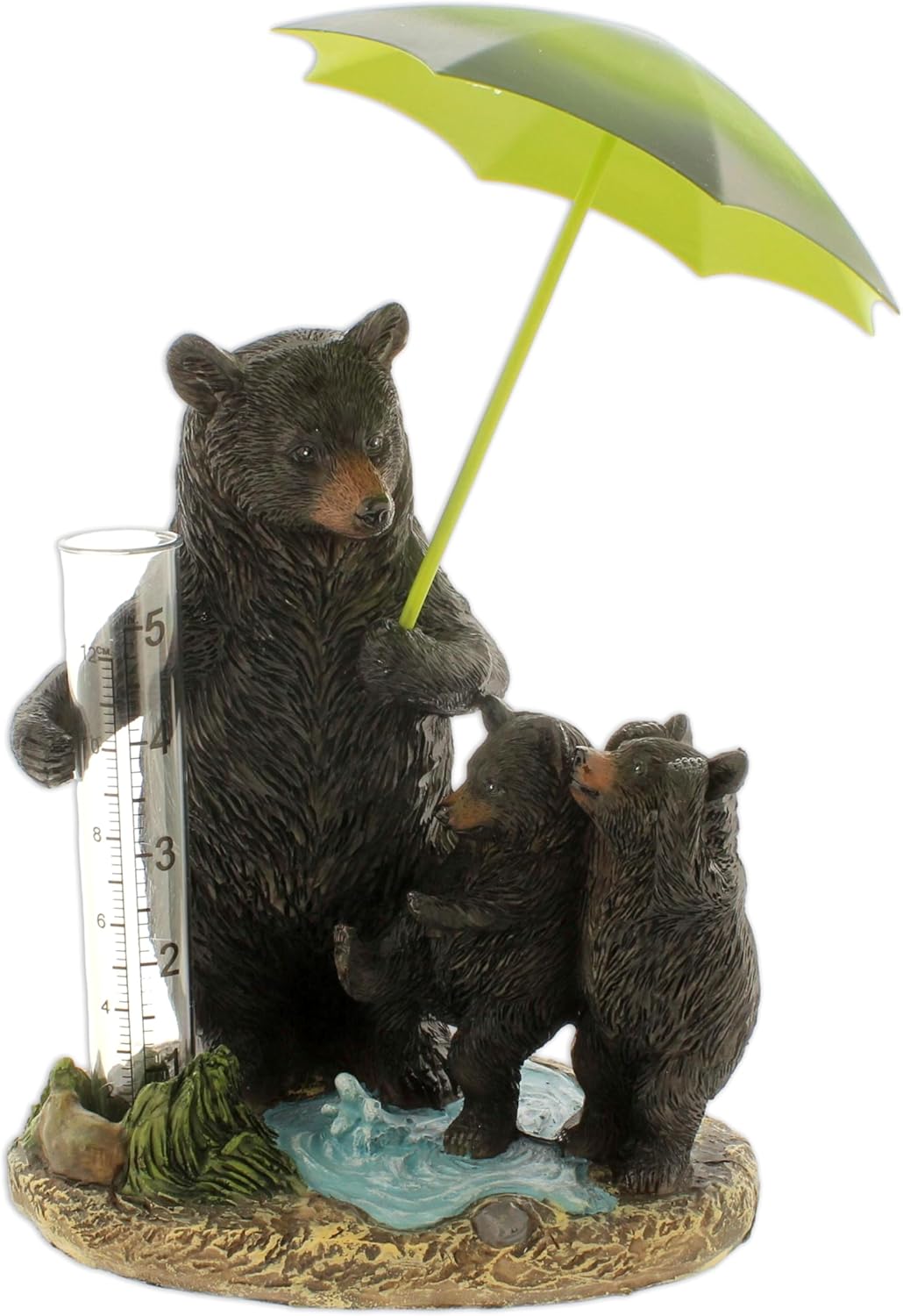 The Bridge Collection Mother Bear and Cubs Rain Gauge Statue - Adorable Animal Family Statue for Outdoor Garden Decor - Mama Bear and Two Cubs Whimsical Outdoor Decor