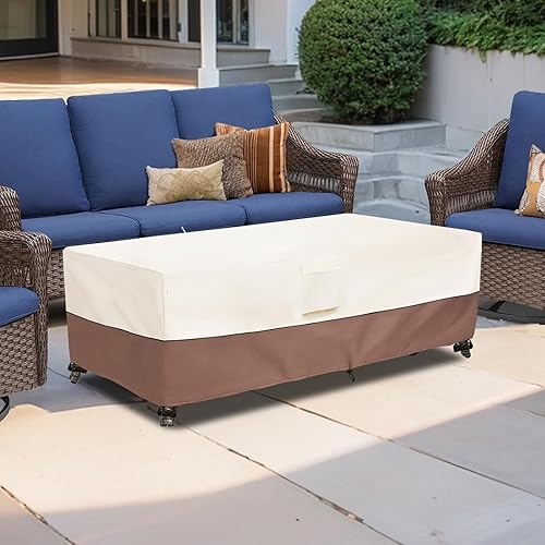 Miniatura 5 de okcool Funda para mesa de centro para exteriores, impermeable, rectangular, para mesa auxiliar pequeña, 48 x 28 x 16 pulgadas, fundas rectangulares