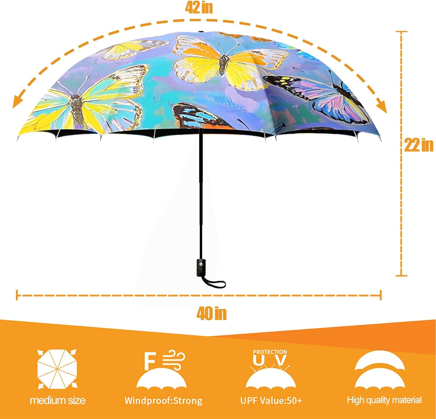 Small Compact Travel Automatic Folding Umbrella for Women, Portable Lightweight, Rain, Wind, UV Sun Shade